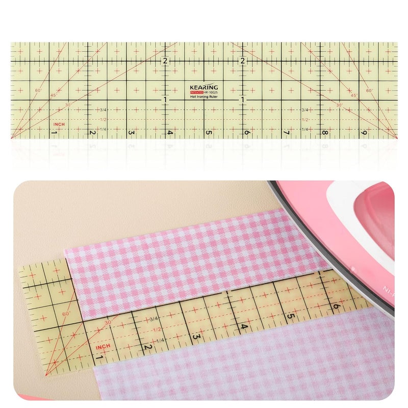 MYLbeter Hot Hem Ruler, 10x2.5inch Rectangular Ironing Ruler, Heat Resistant, Non-Slip, Sewing Tools for Quilting, Patchwork, DIY Craft Supplies - Image 1